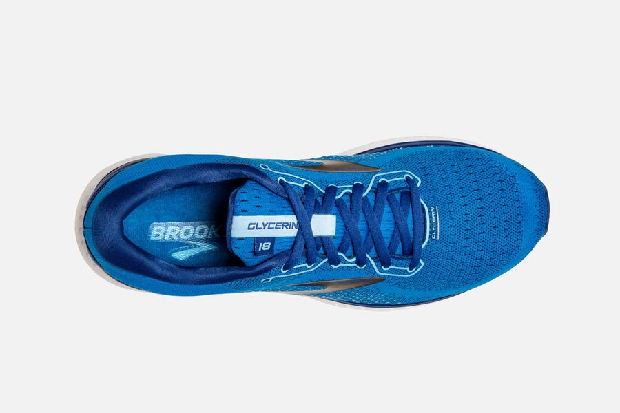 Glycerin 18 Road Brooks Running Shoes NZ Mens - Blue/Gold - OEARSH-765